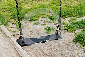 Children's swing. Background with selective focus and copy space