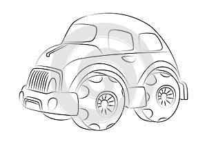 Children\'s toy car. Cute monster truck. Automobile with huge wheels. Use in games, stickers, printing on paper or fabric