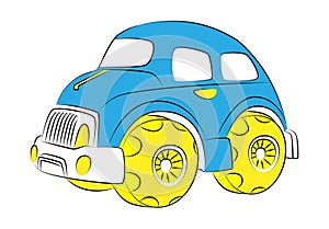 Children\'s toy car. Cute monster truck. Bright colorful cartoon auto with big wheels