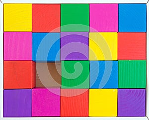 Children's toy - multicolored cubes in box (one cube is not enou