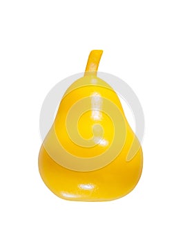 Children`s toy a plastic, yellow pear isolated