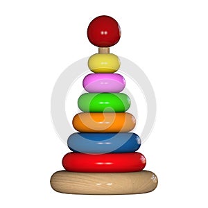 Children`s toy pyramid on a white background. Isolate