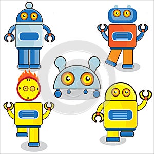 Children`s toy robot character, illustration robot vector