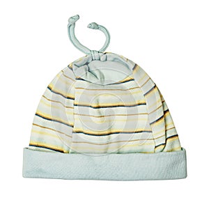 Children`s wear - kid`s baby blue striped newborn little cap bonnet mutch cau