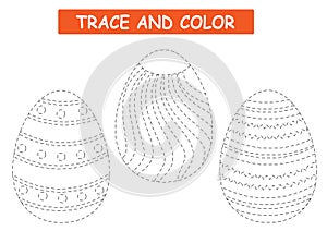 Children's worksheet coloring and tracing. Easter eggs. vector