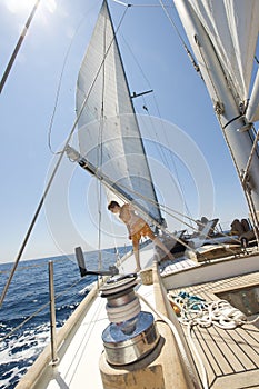 Children on a sail boat