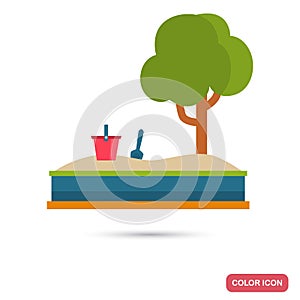 Children sandbox color icon in flat design