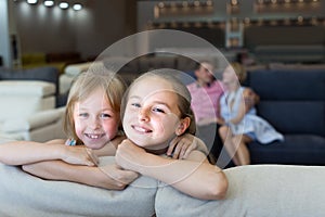 Children are satisfied of new sofa