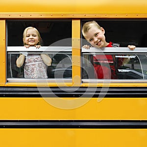 Children in a school bus