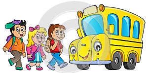 Children by school bus theme image 1