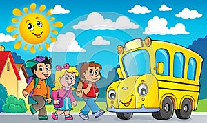 Children by school bus theme image 2