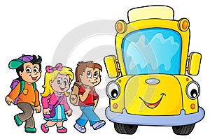 Children by school bus theme image 3