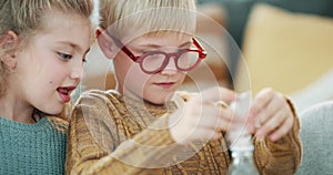 Children, science and learning with kids and students getting an education in their home using a bottle of soda. Family