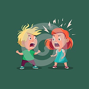 Children scream at each other. boy and girl arguing