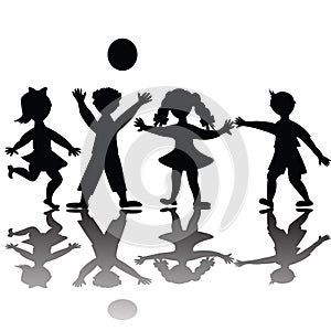 Children silhouette playing