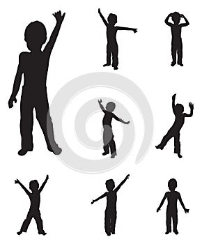 Children silhouettes dancing