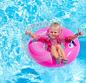 Children sitting on inflatable ring