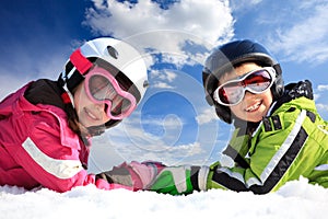 Children in ski clothing