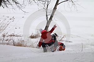 Children Sleding an Inflatable Sledge