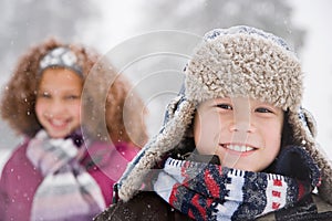 Children in the snow photo