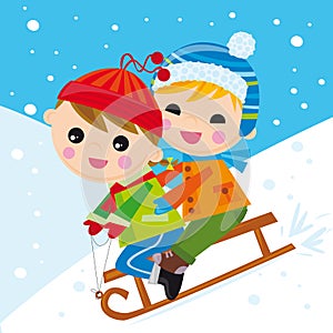 Children on snow led