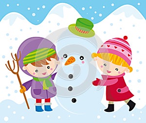 Children with snowman