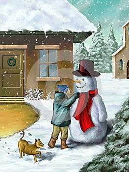 Children and snowman