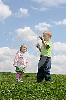 Children with soap bubbles