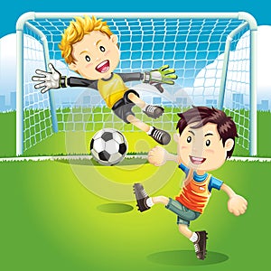 Children soccer goals illustrations.
