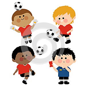 Children soccer players. Vector illustration