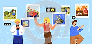 Children in social media vector concept