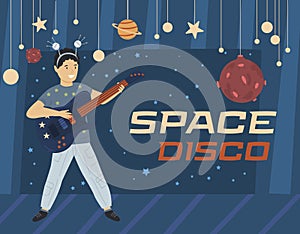 Children space disco. Themed night for kids.