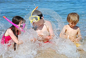Children splashing in water