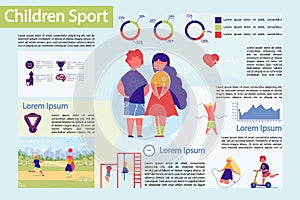 Children Sport Infographic Vector Infographic Set.