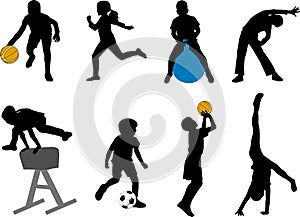 Children sport silhouettes