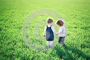 Children in spring field