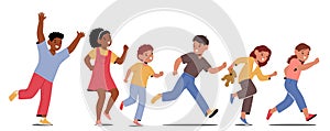 Children Sprinting Joyfully With Laughter, Excitement And Freedom, Exude Innocence In Motion Cartoon Vector Illustration