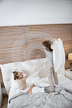 Children staged a pillow fight