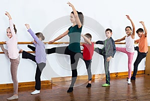 Children studying ballet