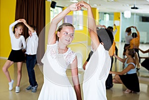 Children studying of partner dance