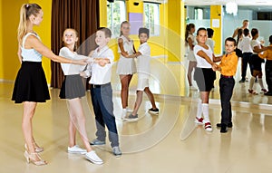 Children studying of partner dance