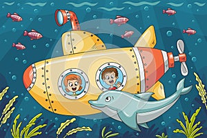 Children in a submarine photo