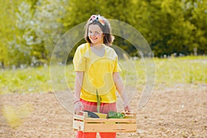 Children summer activities. Happy kids work plant and water in green spring garden.