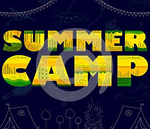Children summer camp poster design template