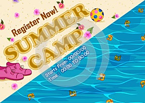 Children summer camp poster design template