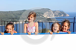 Children on the sunny terrace