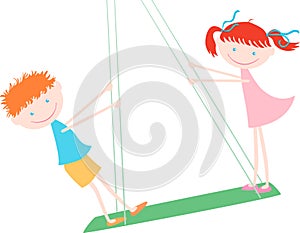 Children on a swing