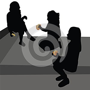 Children talking body silhouette vector