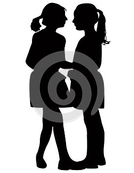 Children talking body silhouette vector