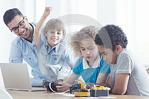 Children and teacher during classes